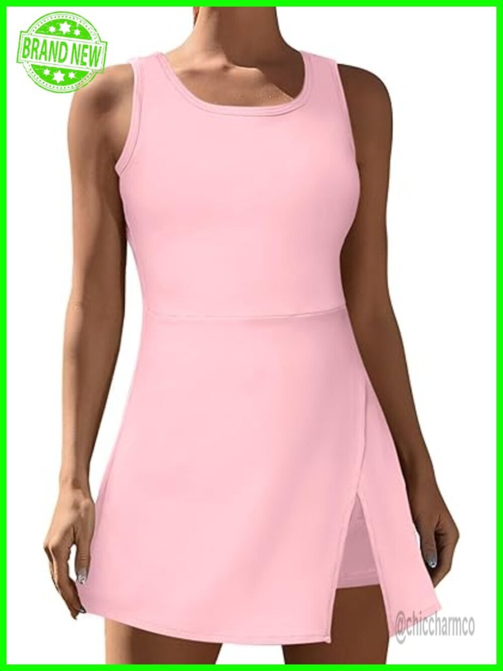 Sleeveless Golf Tennis Dress with Built-in Bra Shorts and Pockets